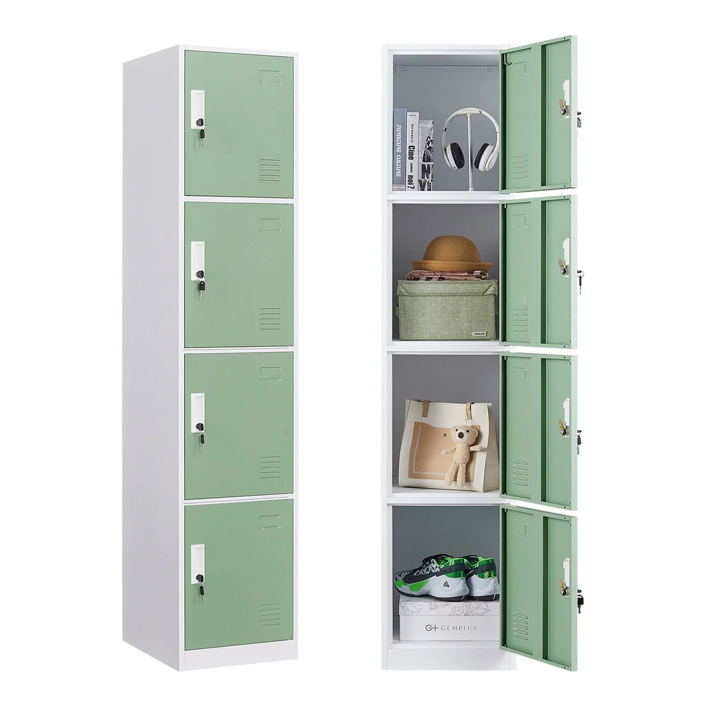 Ouyessir Locker Storage Cabinet 4-tier Metal Lockers for School, Gym, Home, Office Employee Lock Box, 71 inches High - Green