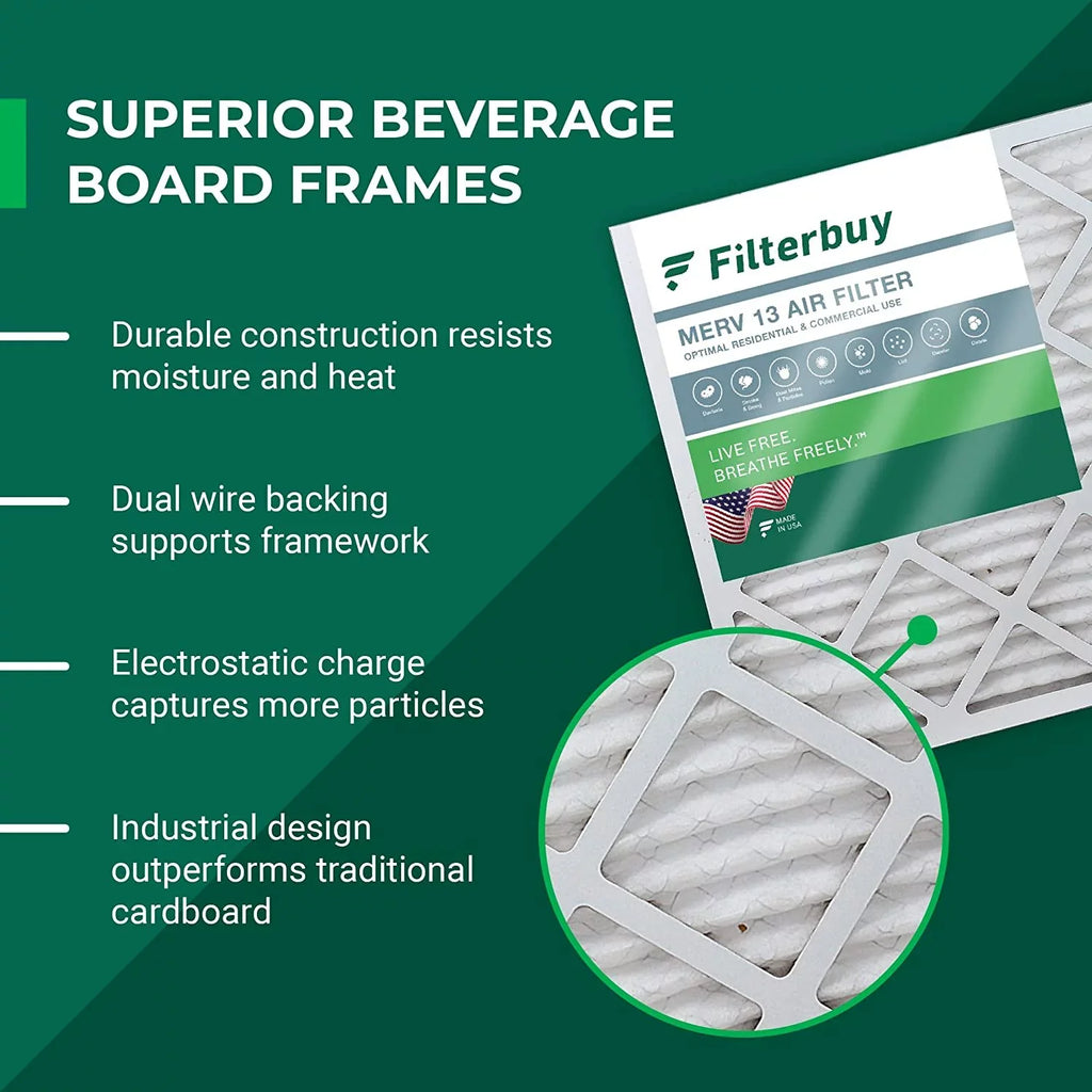 Filterbuy 24x30x1 MERV 13 Pleated HVAC AC Furnace Air Filters (12-Pack)