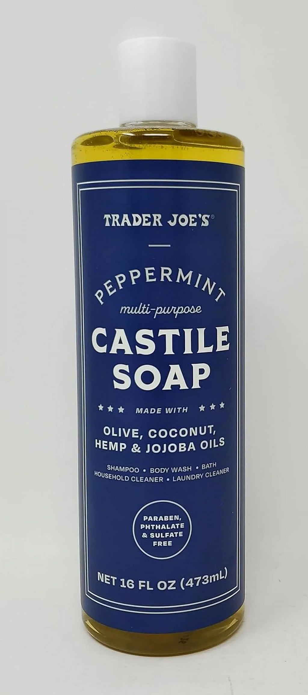 Trader Joe's Peppermint Multi-Purpose Castile Soap Made With Olive, Coconut, Hemp, and Jojoba Oils 16 fl oz/434 ml (Pack of 1)
