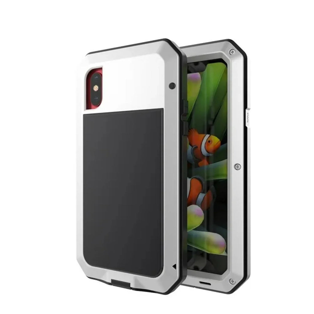 Gorilla Glass Aluminum Metal iPhone XS Max Case (Silver) Heavy Duty Military Grade Shockproof and Scratch Resistant Protection, Rugged Outdoor Travel