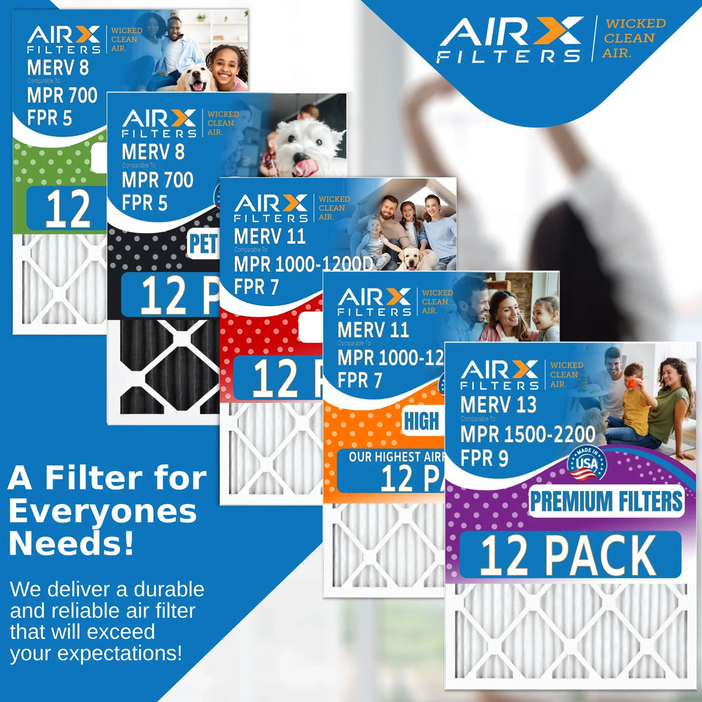 16x30x1 Air Filter MERV 13 Rating, 12 Pack of Furnace Filters Comparable to MPR 1500 - 2200 & FPR 9 - Made in USA by AIRX FILTERS WICKED CLEAN AIR.