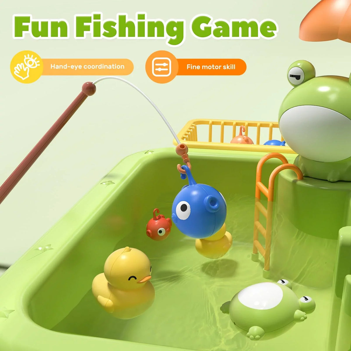 Play Sink with Running Water, Kitchen Sink Toys with Upgraded Electric Faucet, Play Kitchen Toy Accessories, Pool Floating Fishing Toys for Water Play, Kids Role Play Dishwasher Toy