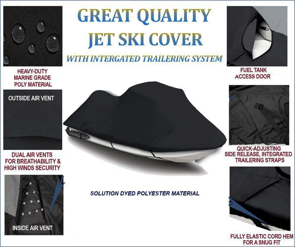 BLACK 600 DENIER JetSki Cover Compatible for JET SKI COVER Sea Doo RXT 230 2018 2019