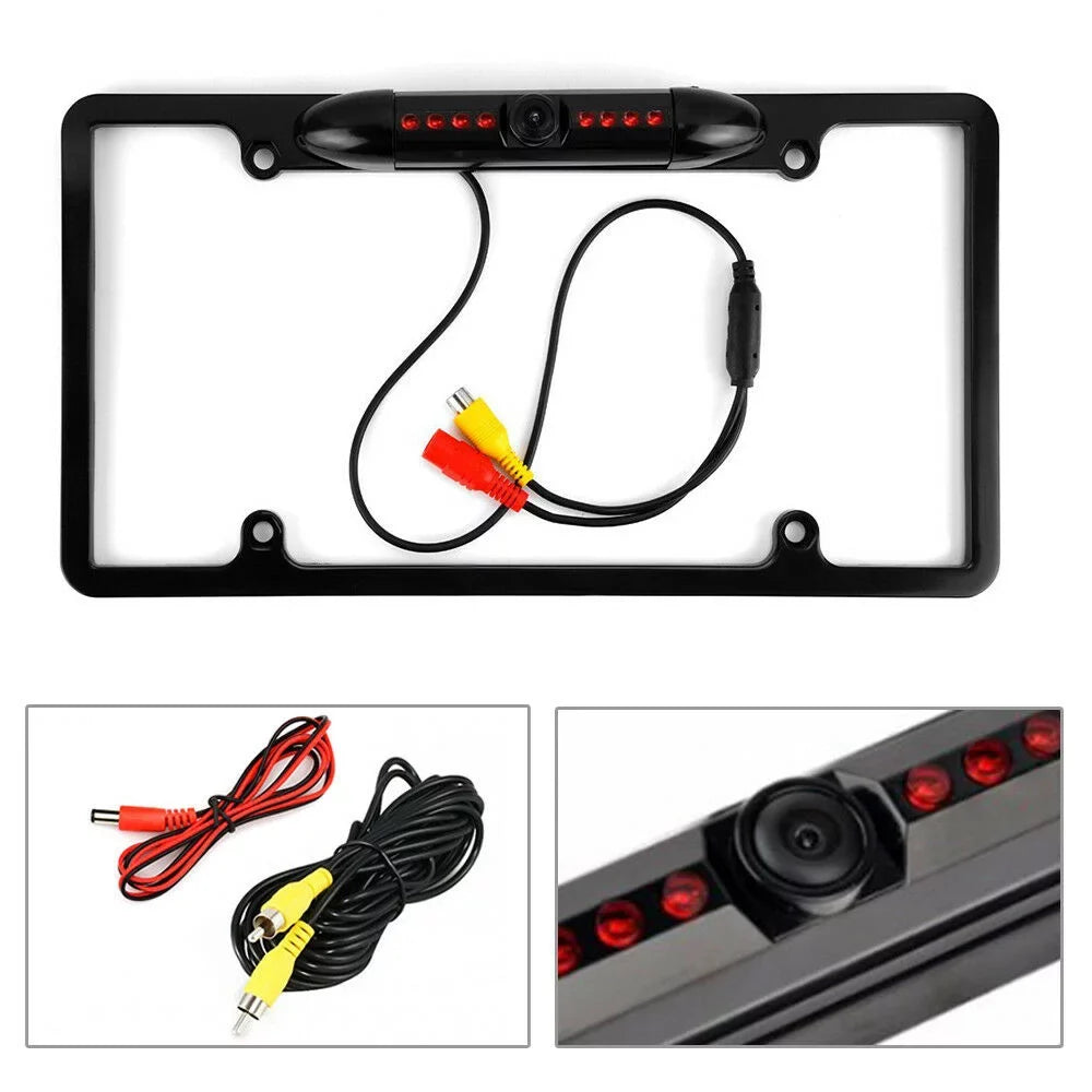 Night Vision Car License PLatitudee Rear view Camera BLACK METAL FRAME