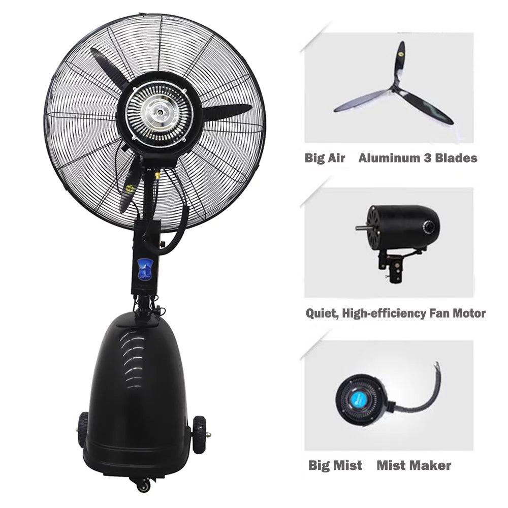 TECHTONGDA Industrial Spray Electric Fan Dust Removal Humidification Floor Fan 30"