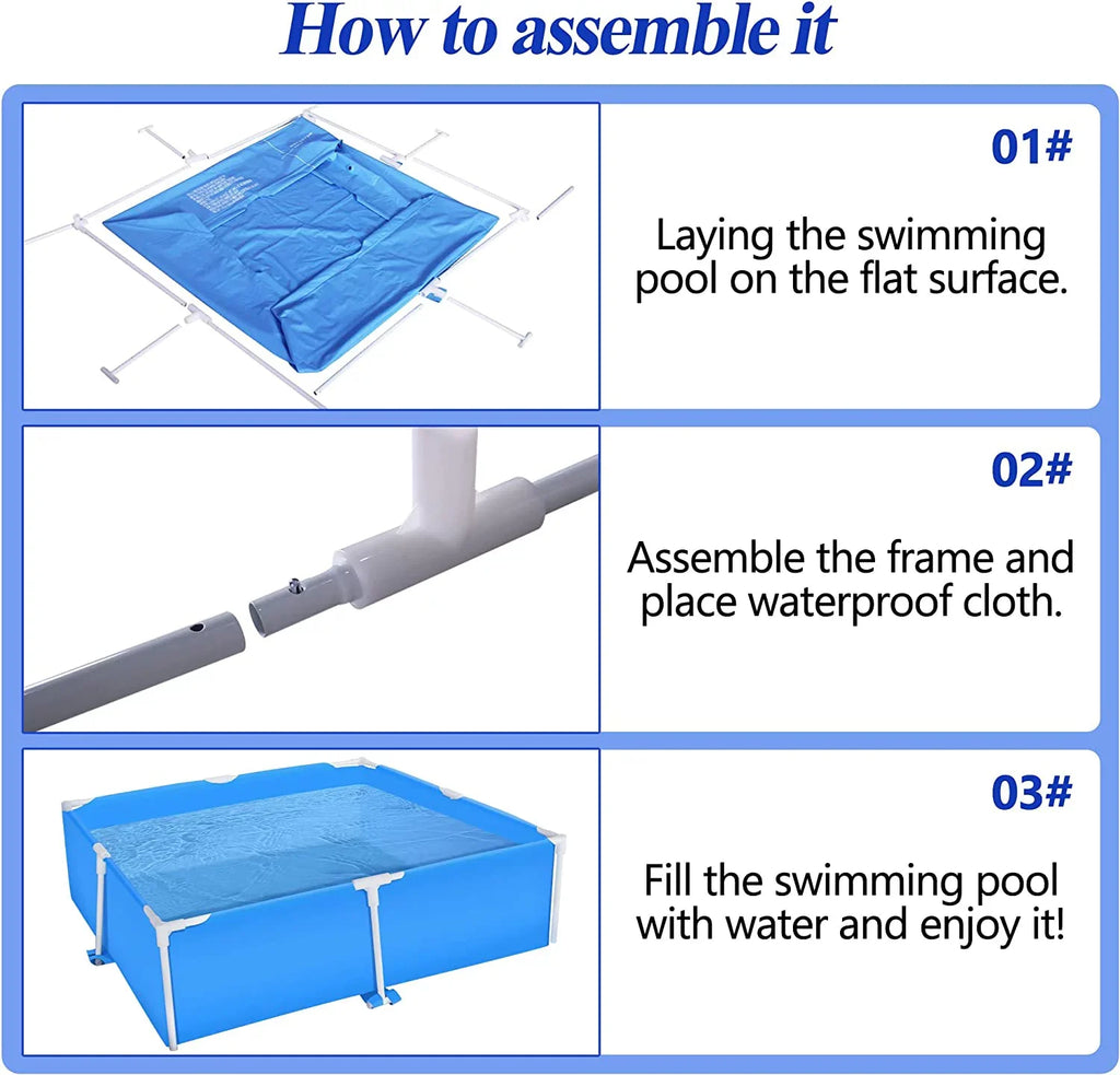 COVERONICS 59x59 Metal Frame Pool Summer - COVERONICS Swimming Pool for Summer Water Play, Outdoor Indoor Pool Ball/Sand Pit for Backyard Party