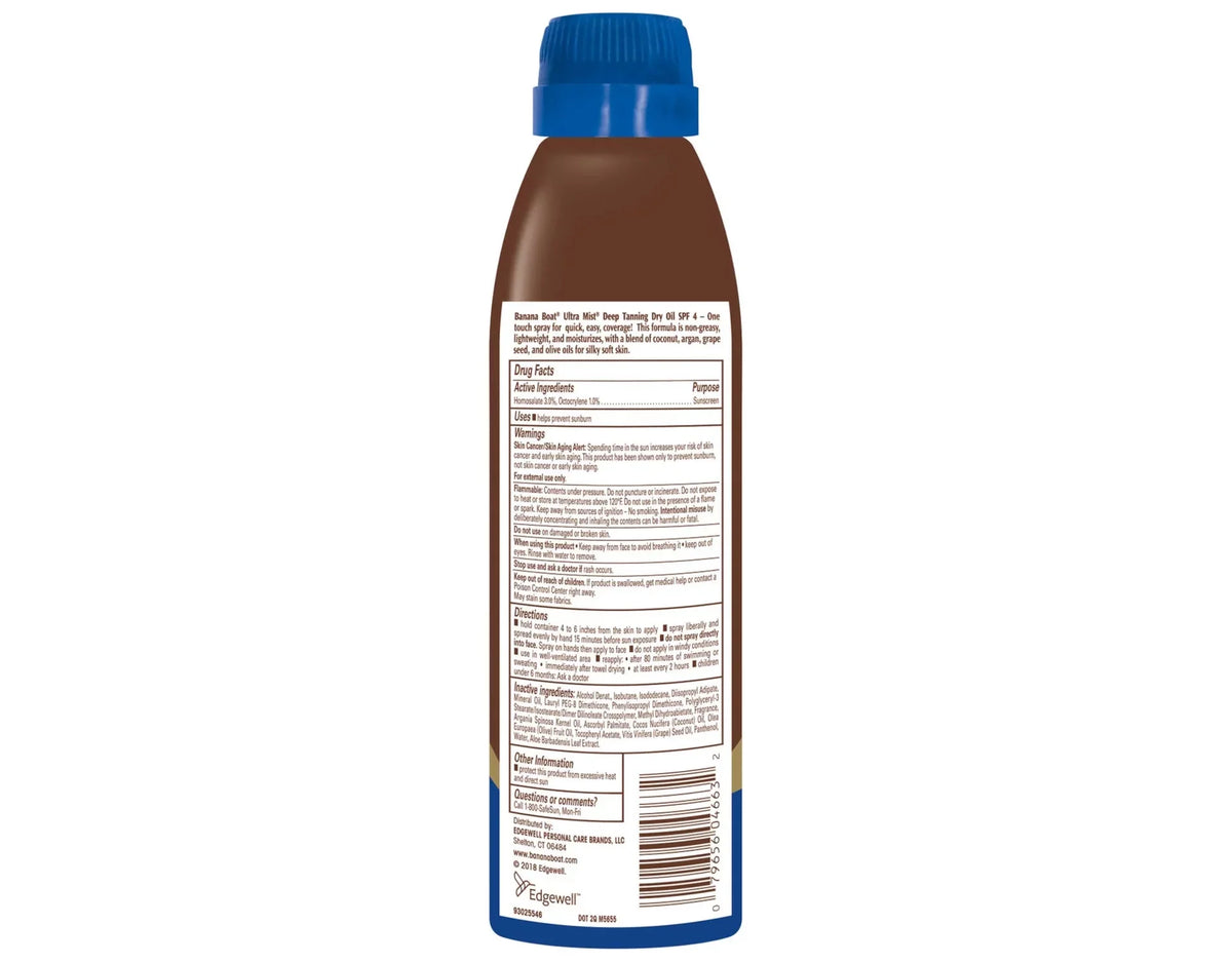 Banana Boat UltraMist Deep Tanning Dry Oil - SPF 4 - 6oz (Pack of 3)