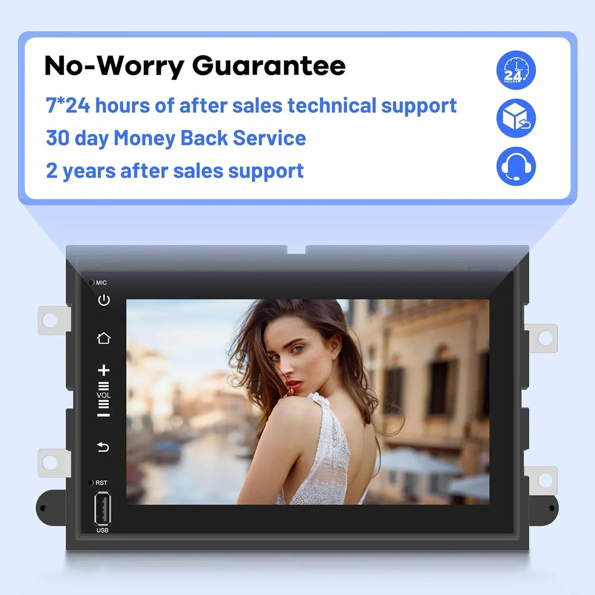 THONZER Android Car Radio for Ford F150 F250 F350 Fusion Edge Explorer Taurus Freestar, [1G+16G] 7 inch Touch Screen Stereo, Bluetooth/SWC/EQ Audio/1080P +Backup Camera