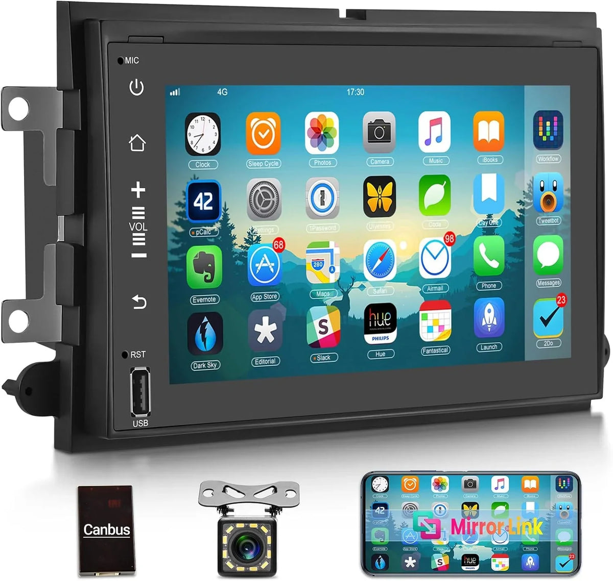 THONZER Android Car Radio for Ford F150 F250 F350 Fusion Edge Explorer Taurus Freestar, [1G+16G] 7 inch Touch Screen Stereo, Bluetooth/SWC/EQ Audio/1080P +Backup Camera
