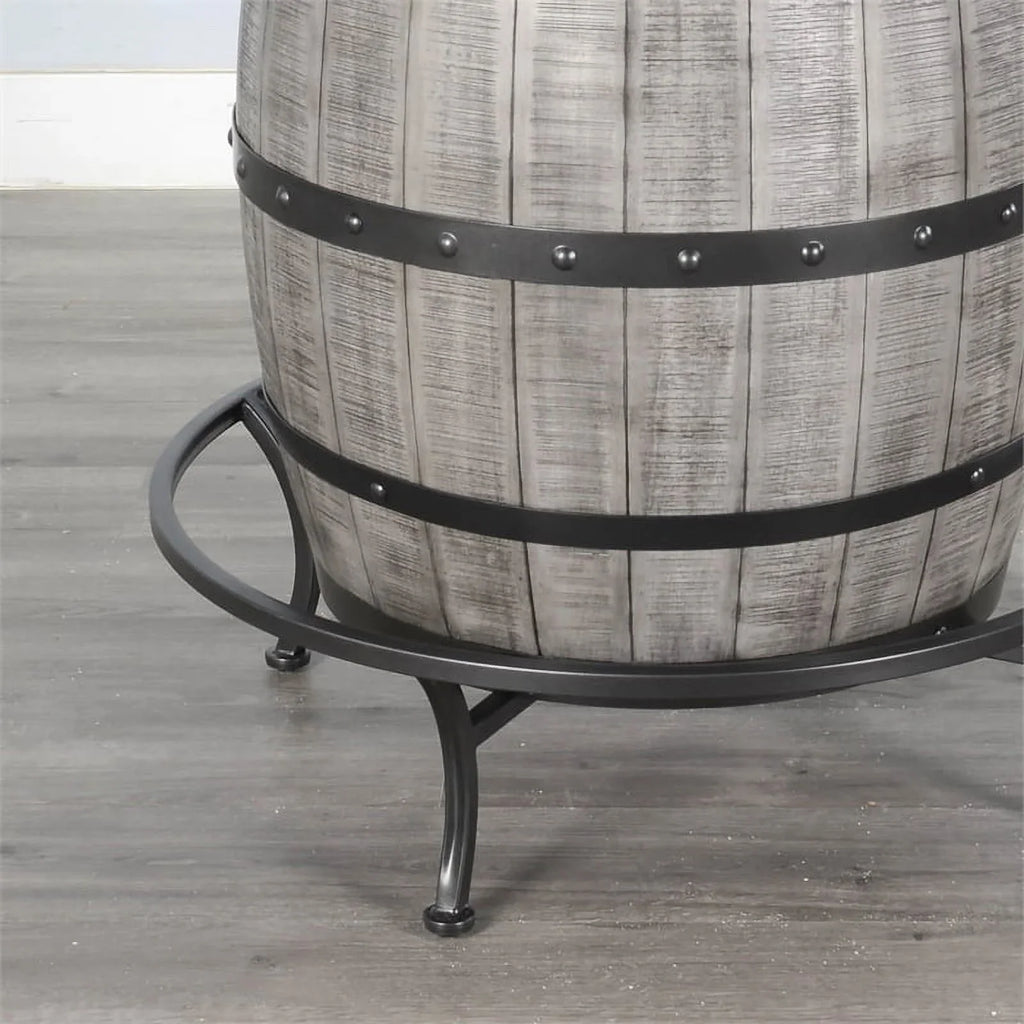 Sunny Designs Round Mahogany Pub Table with Wine Barrel Base in Alpine Gray