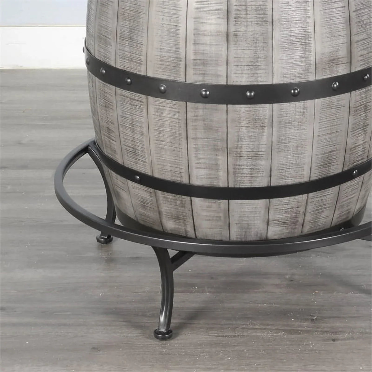 Sunny Designs Round Mahogany Pub Table with Wine Barrel Base in Alpine Gray