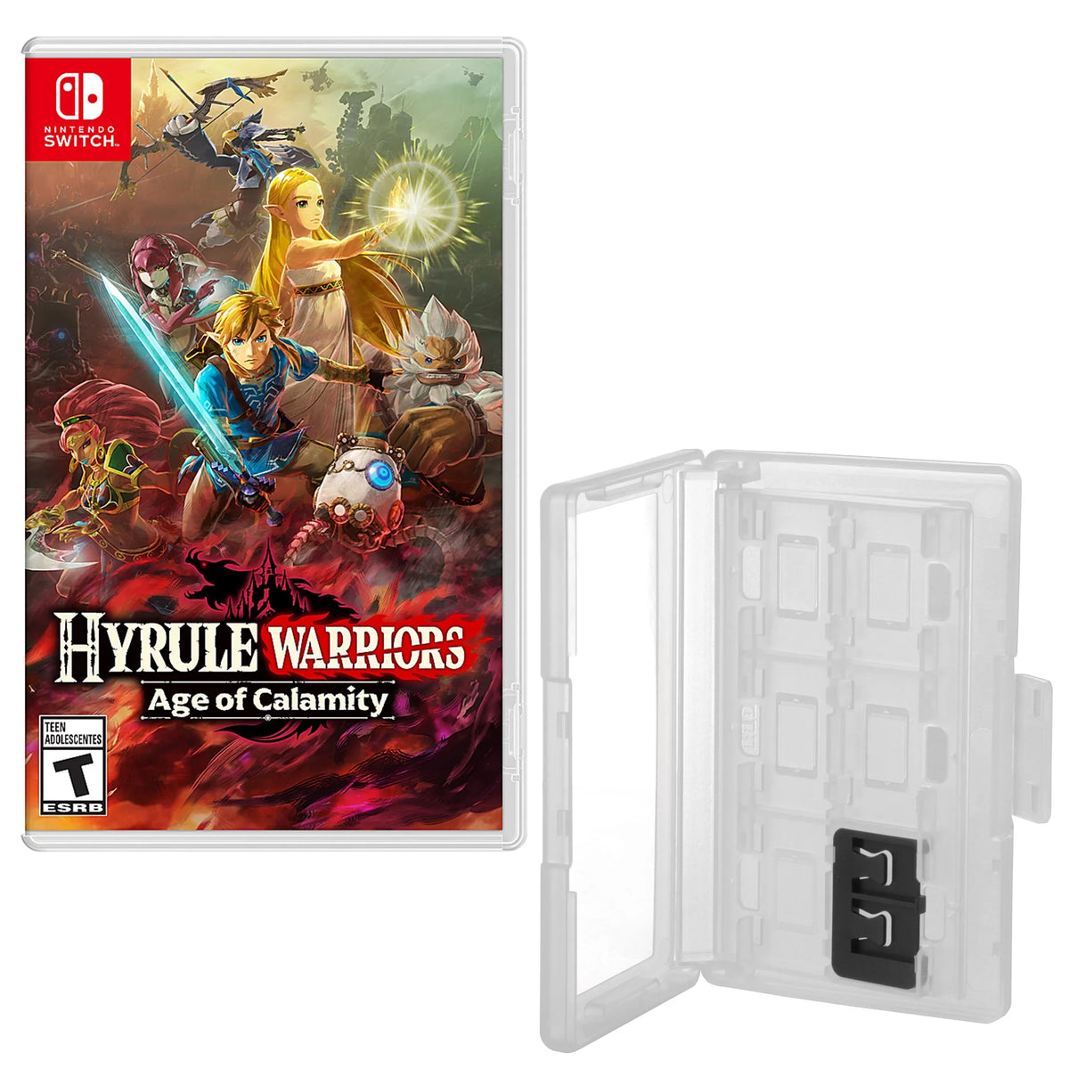 Hyrule Warriors: Age of Calamity with 12 Game Caddy for Nintendo Switch