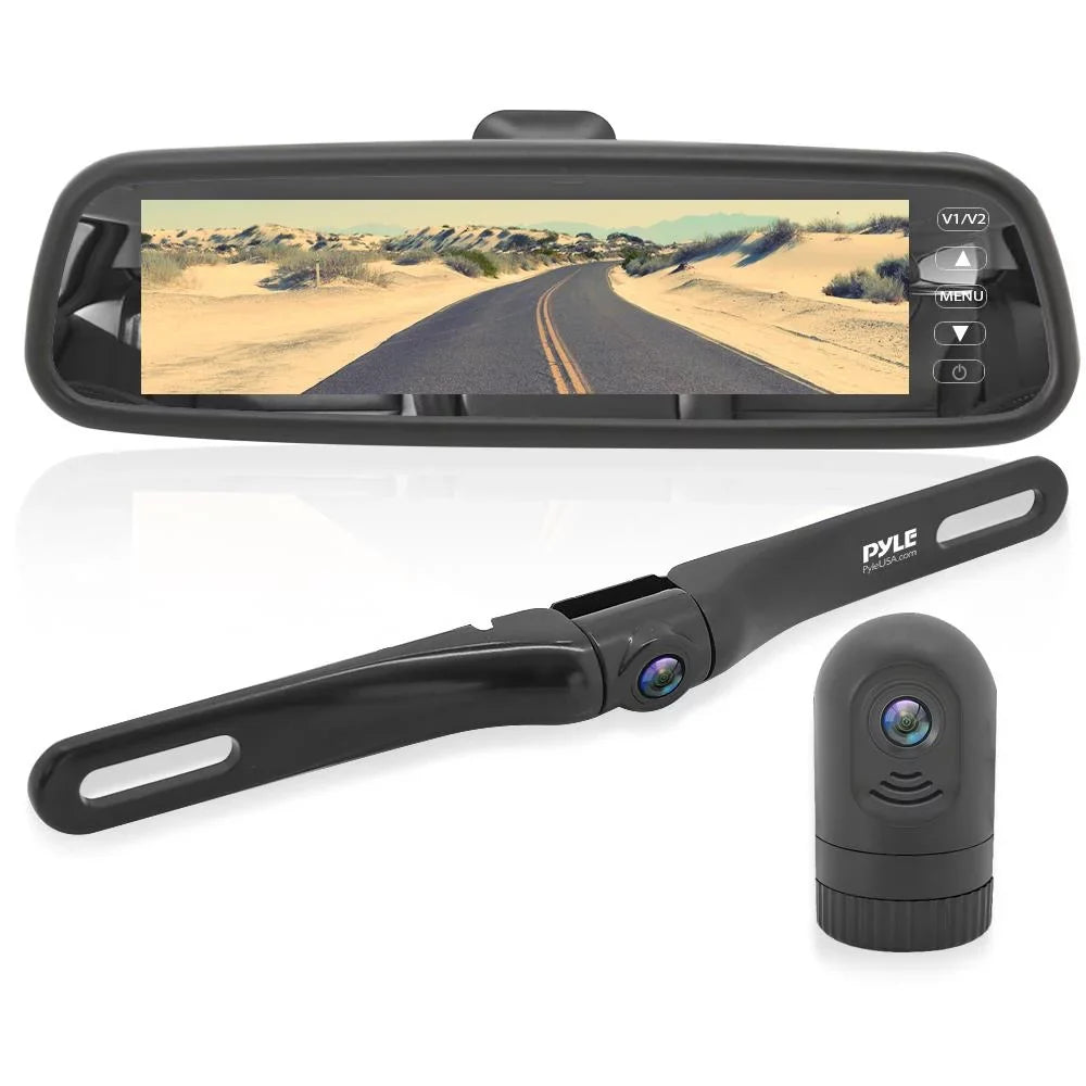 Pyle PLCMDVR77 7.4 Inch HD Video Recording System Rearview Mirror Monitor, Black