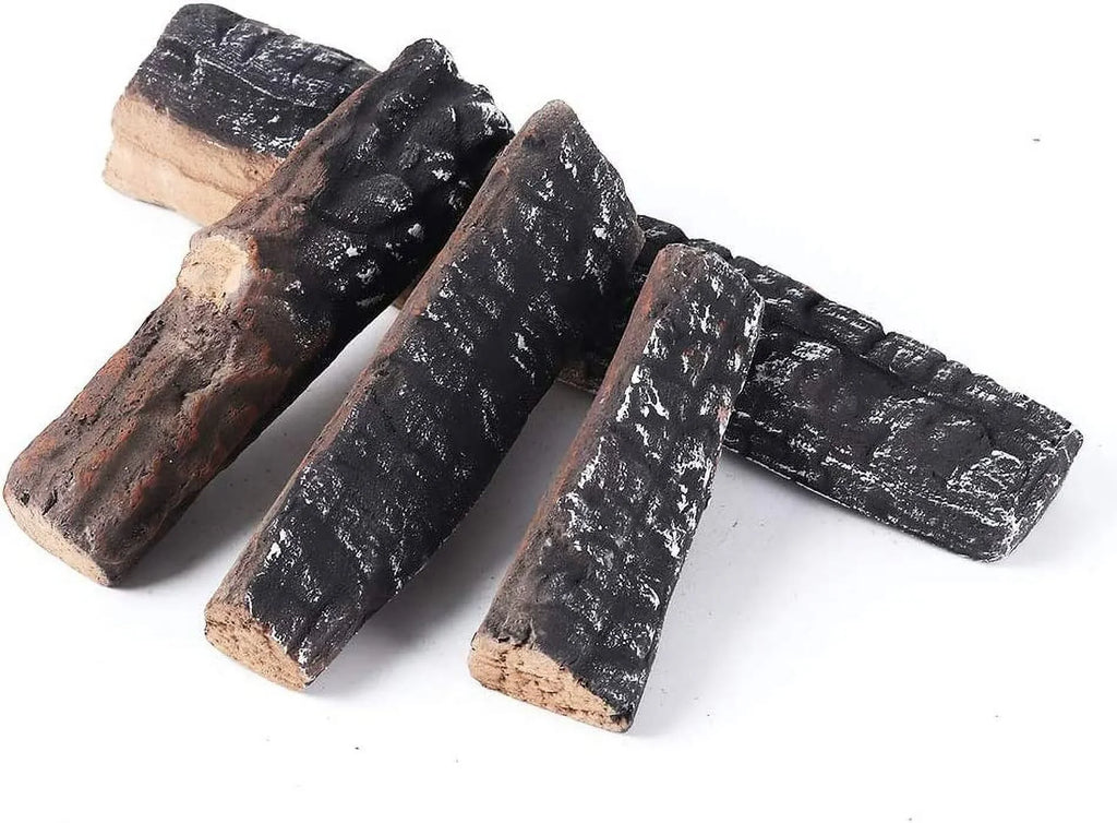 Gas Logs 4pcs Gas Fireplace Logs Set of Ceramic Wood Logs. Use in Fireplaces & Fire Pits