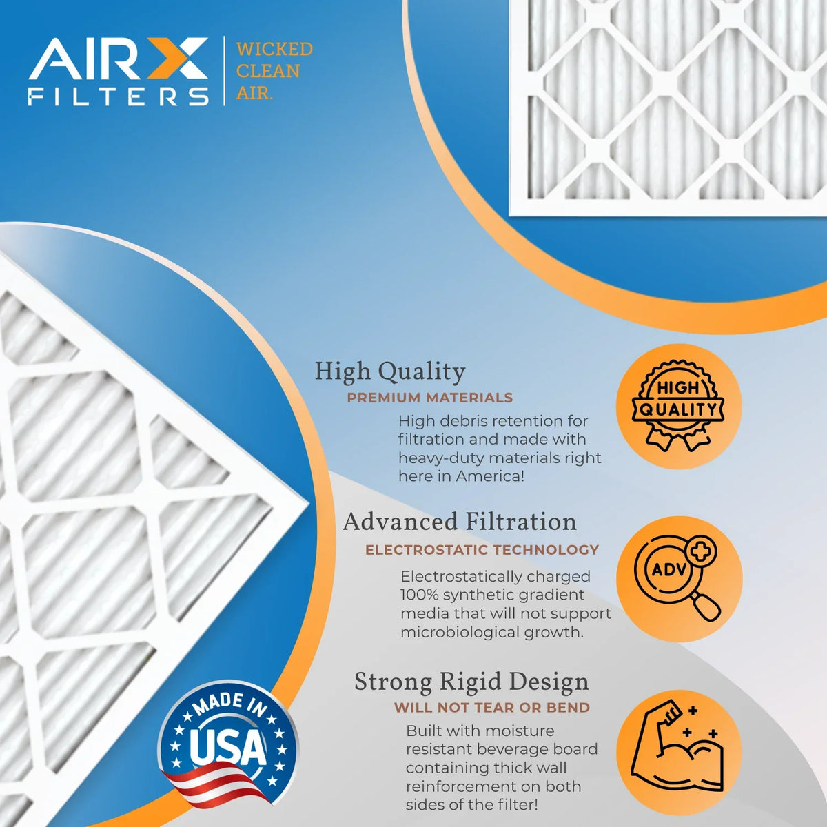 24x24x1 Air Filter MERV 11 Comparable to MPR 1000, MPR 1200 & FPR 7 Electrostatic Pleated Air Conditioner Filter 6 Pack HVAC Premium USA Made 24x24x1 Furnace Filters by AIRX FILTERS WICKED CLEAN AIR.