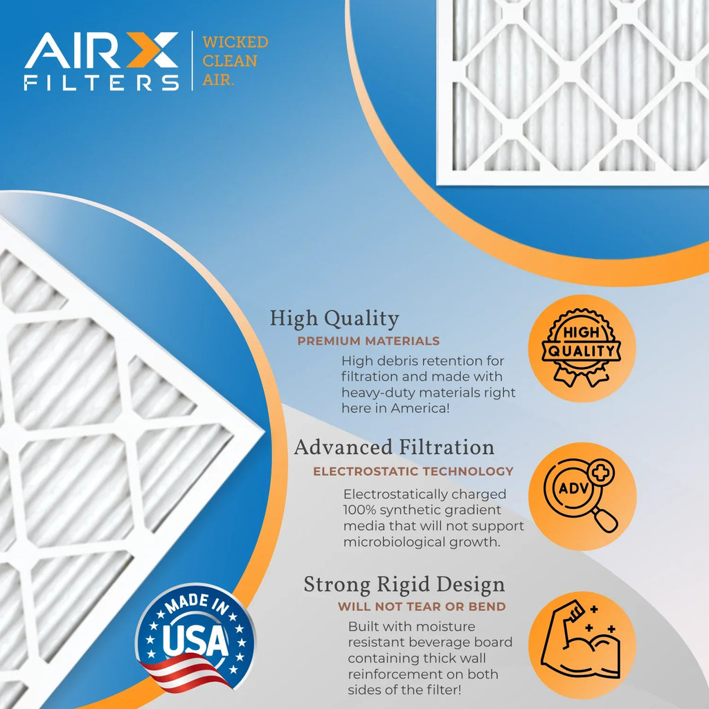 14x25x1 Air Filter MERV 13 Comparable to MPR 1500 - 2200 & FPR 9 Electrostatic Pleated Air Conditioner Filter 6 Pack HVAC AC Premium USA Made 14x25x1 Furnace Filters by AIRX FILTERS WICKED CLEAN AIR.